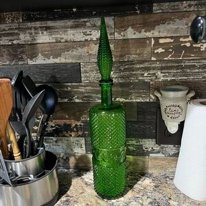 Empoli Italy Vintage Hobnail Art Glass  Genie Bottle